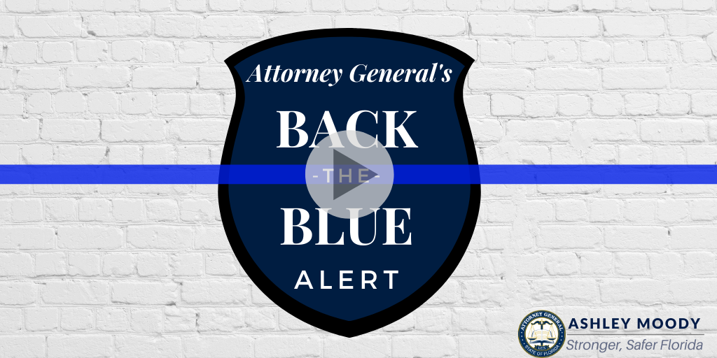 Watch Back the Blue Alert award presentation with Attorney General Moody on YouTube